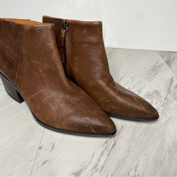 Franco Sarto Spur Brown Leather Bootie 7 1/2 M - Picture 10 of 15